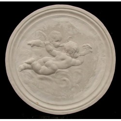 LR 107 Due putti con trombe - tondo diam. cm. 40
